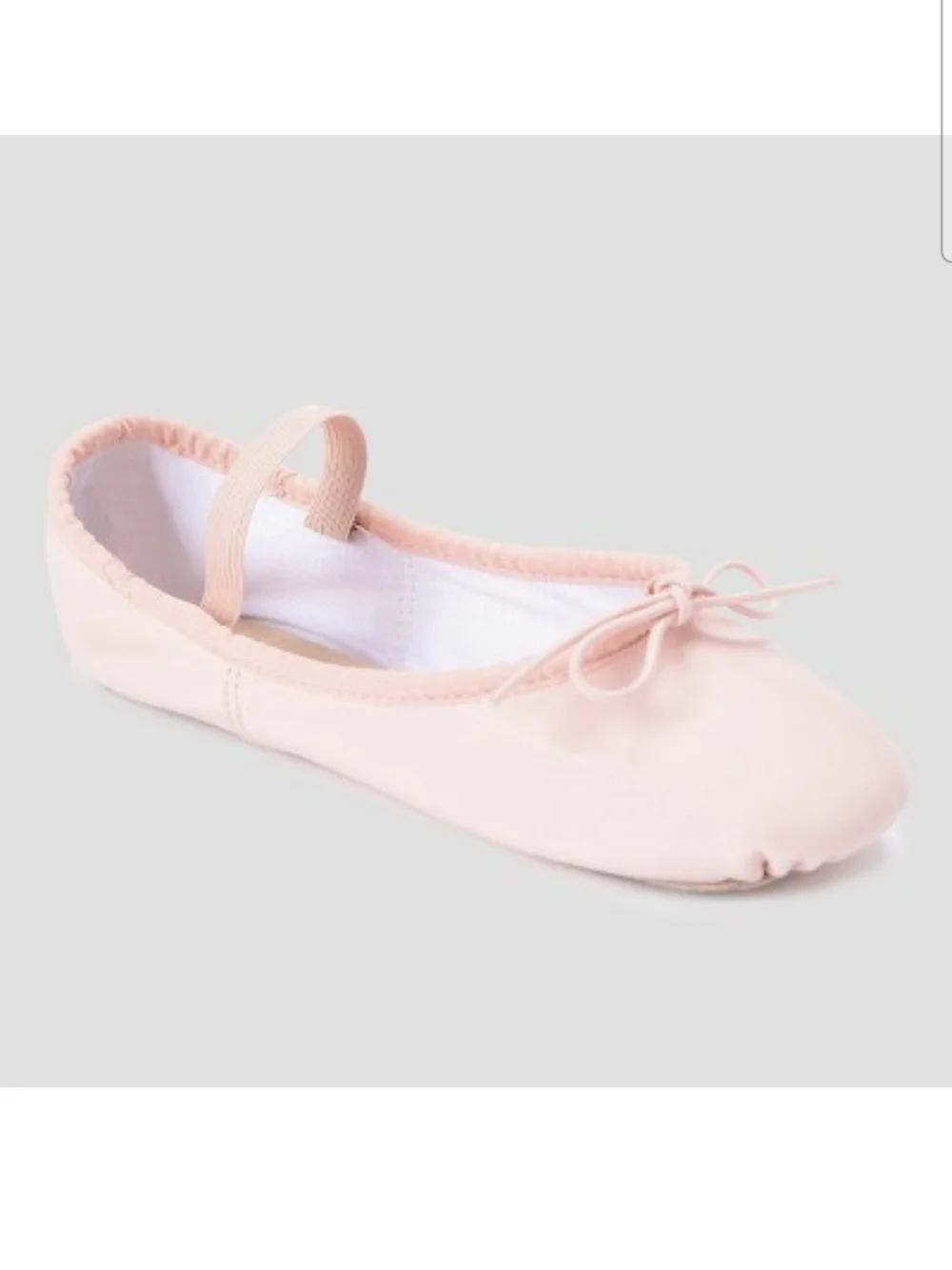 NWT Danskin Girls Pink Ballet Shoe with Bow Accent & Elastic Strap Size 2